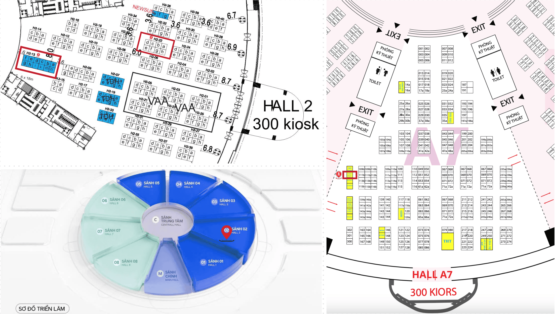 Sơ đồ vị trí gian hàng trưng bày doanh nghiệp hội viên CLB Doanh nhân Bách khoa